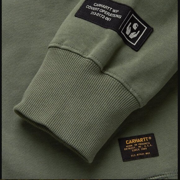 Carhartt WIP Loopback Cotton Blend Jersey Hoodie Amy Green Size Small - Picture 4 of 13
